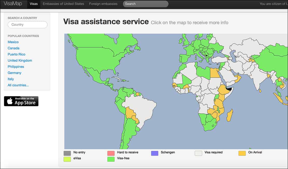 visa travel map
